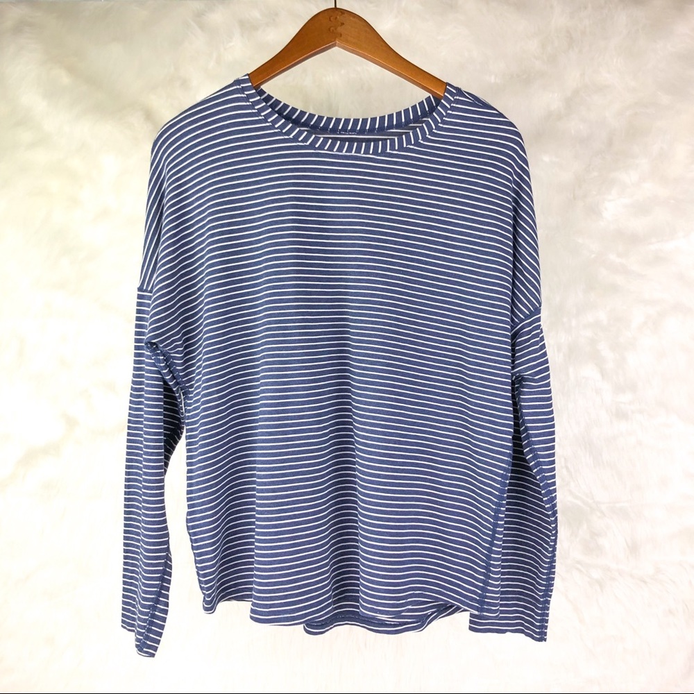 Lululemon cruiser long sleeve striped top blue